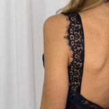 BF - VESTIDO ASSIMÉTRICO CASTANHO RISCAS COM RENDA