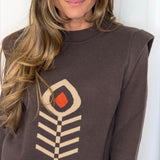 BF - CONJUNTO MALHA CASTANHO ESTAMPADO