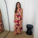 VESTIDO SALMÃO COM FLORES