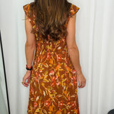 VESTIDO FLORES TELHA COM VIVO