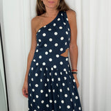 VESTIDO POLKA DOTS AZUL MARINHO