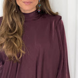 VESTIDO FLUIDO BORDEAUX COM RENDA