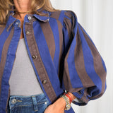 CAMISA RISCAS AZUL E CASTANHO