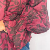 TÚNICA BORDEAUX COM FOLHAS