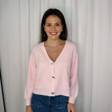 CARDIGAN CANELADO ROSA CLARO