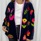 BF - KIMONO VELUDO AZUL MARINHO BORDADOS