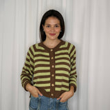 CARDIGAN RISCAS VERDE E CASTANHO