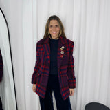 BF - CASACO XADREZ VERMELHO E AZUL