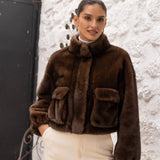 CASACO CURTO PELO CASTANHO