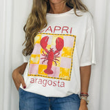 T-SHIRT BRANCA LAGOSTA