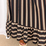 CONJUNTO TOP E SAIA RISCAS PRETO E BEGE
