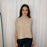 CAMISOLA MALHA MEIA GOLA BEGE LARGA