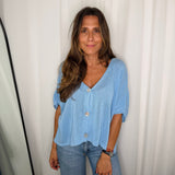 CARDIGAN MALHA ALGODÃO AZUL