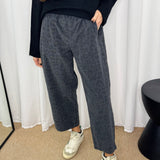 CALÇAS BAGGY BOMBAZINE LEOPARDO CINZA