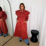 TRENCH COAT TELHA COM GOLA BORDADA