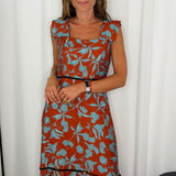 VESTIDO TELHA FOLHAS