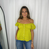 TOP VERDE LIMA BOTÕES