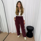 CALÇAS BAGGY BOMBAZINE BORDEAUX