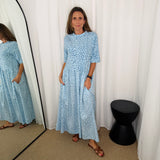 VESTIDO ALGODÃO ANIMAL PRINT AZUL