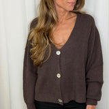 CARDIGAN CANELADO CASTANHO