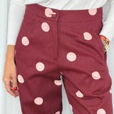 CALÇAS BORDEAUX POLKA DOTS