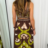 CONJUNTO TOP E SAIA CASTANHO