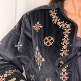 KIMONO VELUDO PRETO COM BORDADOS