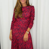 VESTIDO BORDEAUX ESTAMPADO