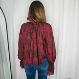 TÚNICA BORDEAUX COM FOLHAS