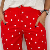 CALÇAS POLKA DOT VERMELHAS