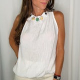 TOP CREPE BRANCO COM PEDRAS