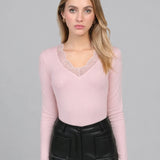 CAMISOLA ALGODÃO COM RENDA ROSA PASTEL