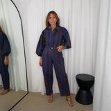 CAMISA RISCAS AZUL E CASTANHO