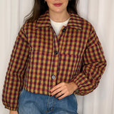 CASACO VICHY BORDEAUX E MOSTARDA