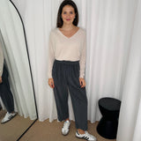 CALÇAS BAGGY BOMBAZINE CINZA