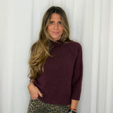 CAMISOLA MALHA MEIA GOLA BORDEAUX