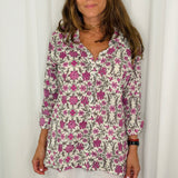 CAMISA ESTAMPADA FLORES ROSA E VERDE