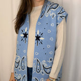 COLETE MALHA AZUL CORNUCÓPIAS