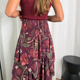 SAIA ESTAMPADO FOLHOS BORDEAUX