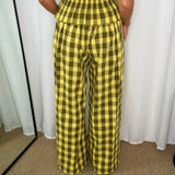 CONJUNTO TOP E CALÇAS AMARELO VICHY