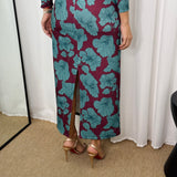 BF - VESTIDO BORDEAUX FLORES TURQUESA