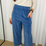 CALÇAS BAGGY VELUDO AZUL JEANS