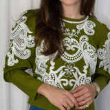 TÚNICA VERDE COM BORDADOS