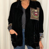 KIMONO VELUDO PRETO COM BORDADOS