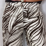CALÇAS WIDE LEG ZEBRA CASTANHO