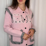 CASACO MALHA BANDANAS ROSA