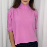 CAMISOLA MALHA MEIA GOLA ROSA LARGA