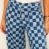CALÇAS JEANS XADREZ