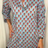 CAMISA AZUL ESTAMPADA