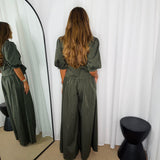 CONJUNTO TÚNICA E CALÇAS RISCAS VERDE